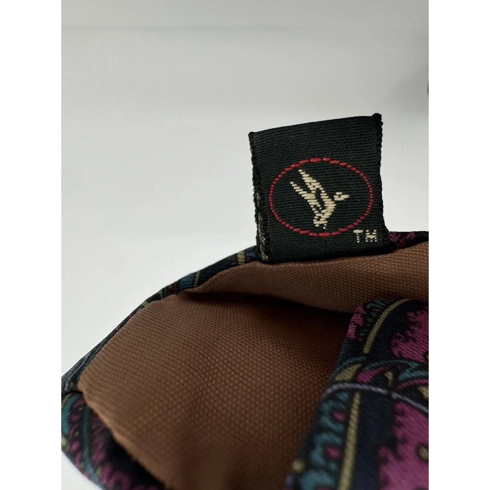 Bert Pulitzer Silk Tie Paisley Black Pink Teal Made in USA Necktie Classic Width